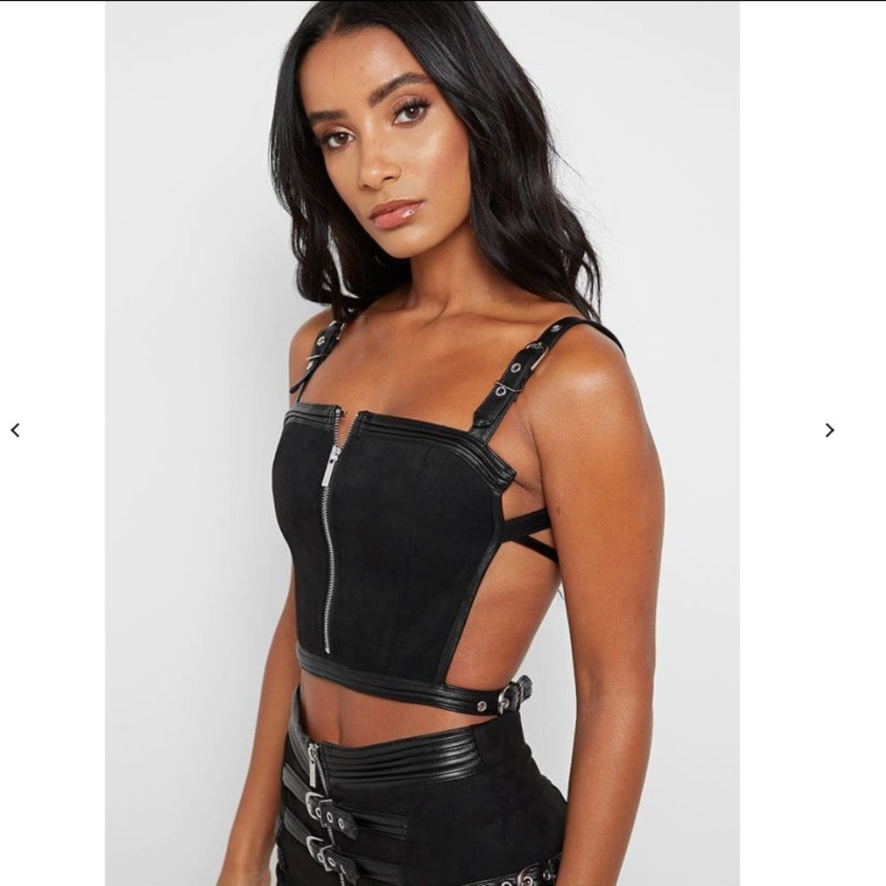 NWT - VEGAN SUEDE CROP TOP